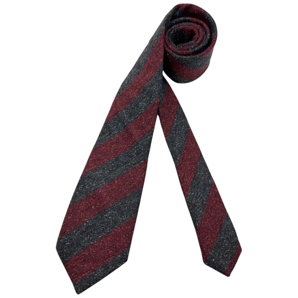 HACKETT Burgundy/Gray Striped Wool Blend LUXURY Tie ITALY - Picture 1 of 4
